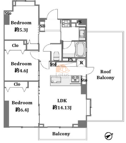 ライフピア新宿中落合606間取（3LDK）