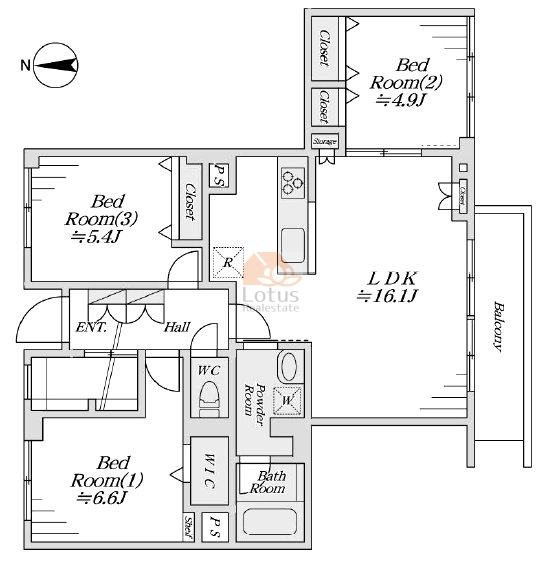 共同住宅ながさき302の間取（3LDK）