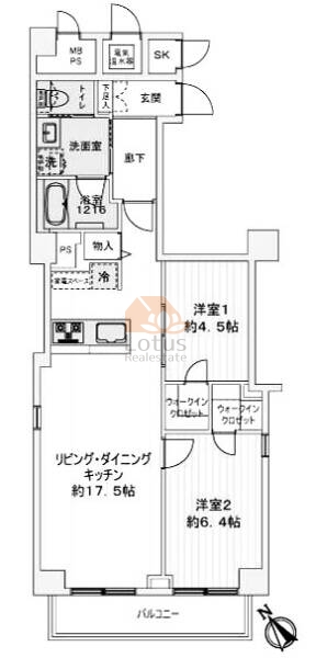 ライオンズマンシヨン池袋705の間取（2LDK）