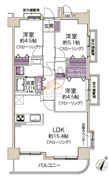 ライオンズプラザときわ台801の間取（3LDK）