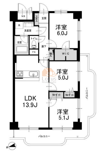 蓮根ファミールハイツ406間取図