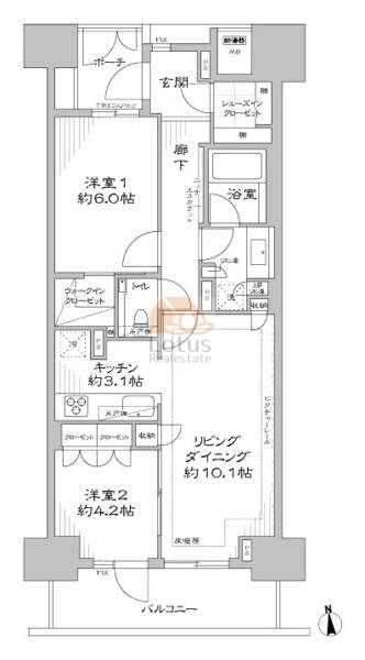 パークハウス文京関口1208の間取（2LDK）