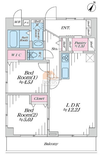 ペルレ五反野401の間取（2LDK）