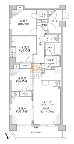 ダイアパレス船堀502の間取（4LDK）