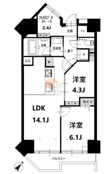 明大前グランドハイツ406の間取（2LDK）