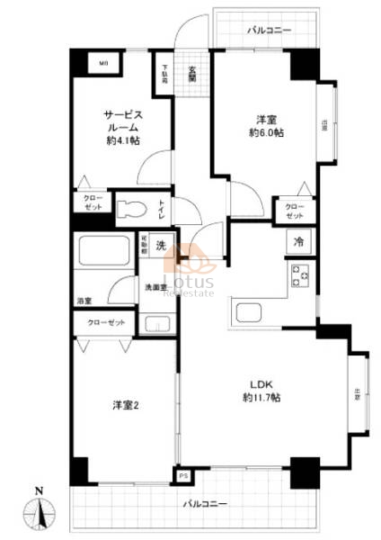 ナイスアーバン亀戸俵山ビル角部屋間取図