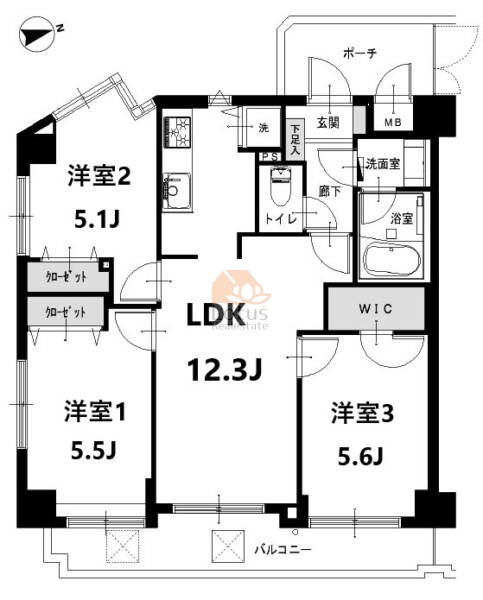 ゼファー北千住壱番館901間取図