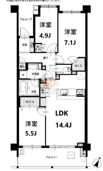 ハイセレサ井草の森デュオガーデン204の間取（3LDK）