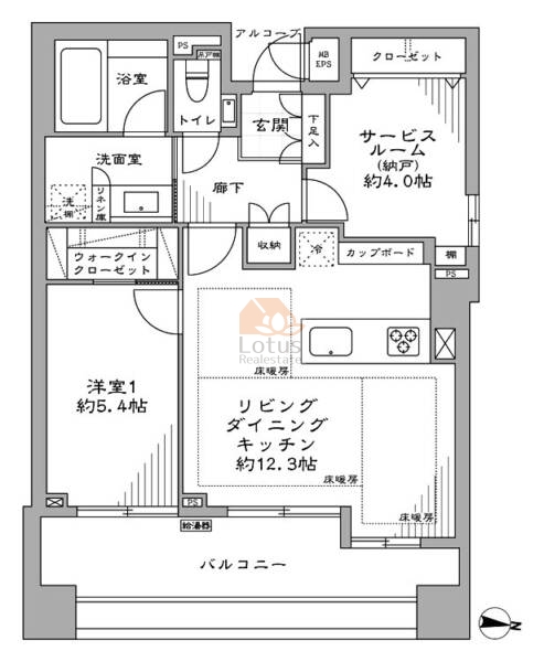 シャリエ本郷804の間取（1SLDK）