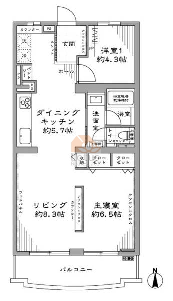 グランドベイス練馬関町205の間取（2LDK）