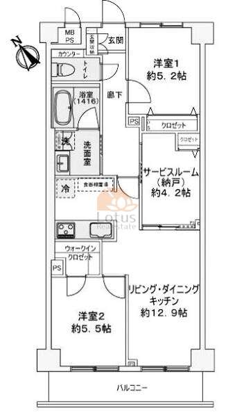 ライオンズマンション平井203の間取（2SLDK）