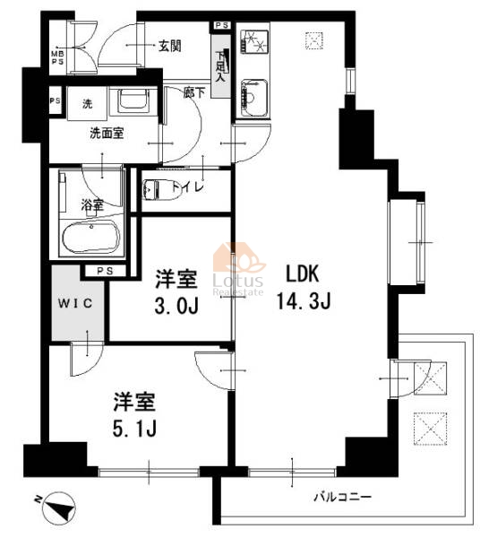 旗の台フラット301間取図